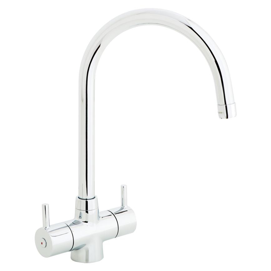 Rienza Polished Chrome Swan Neck Mixer Kitchen Tap TAP3545