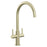 Radstone Brushed Brass Swan Neck Dual Lever Mixer Kitchen Tap TAP3409