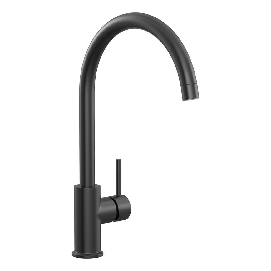 Lynstone Matt Black Swan Neck Mixer Kitchen Tap TAP3432