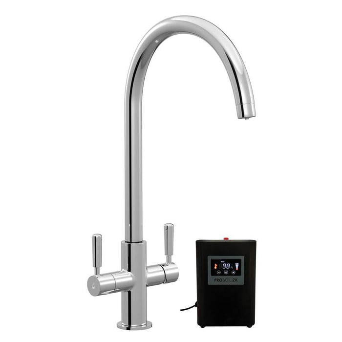 Pronteau Kynance Polished Chrome Swan Neck 3 in 1 Instant Hot Water Kitchen Tap TAP6080