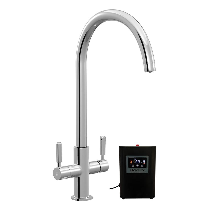 Pronteau Kynance Polished Chrome Swan Neck 3 in 1 Instant Hot Water Kitchen Tap TAP6080