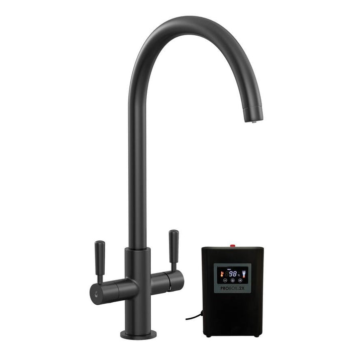Pronteau Kynance Matt Black Swan Neck 3 in 1 Instant Hot Water Kitchen Tap TAP6082