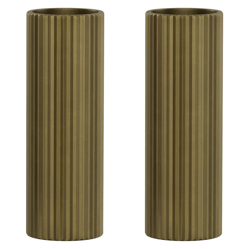 Pronteau Kynance brushed aged brass ribbed kitchen tap handles, pack of two