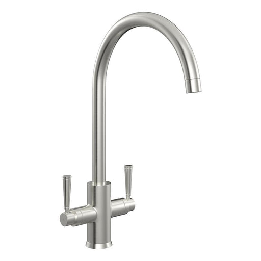 Garda Brushed Nickel Swan Neck Dual Lever Mixer Kitchen Tap