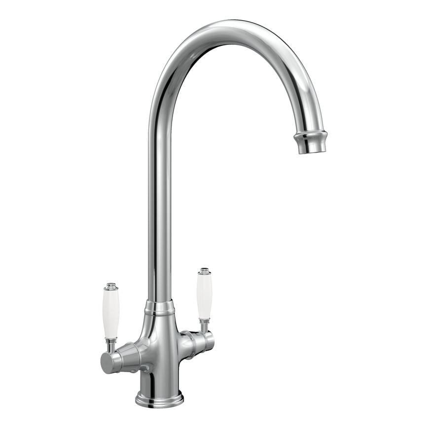 Victorian Polished Chrome Swan Neck Mixer Kitchen Tap TAP3651