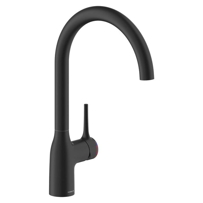 Nobili Mania Matt Black Swan Neck Mixer Kitchen Tap