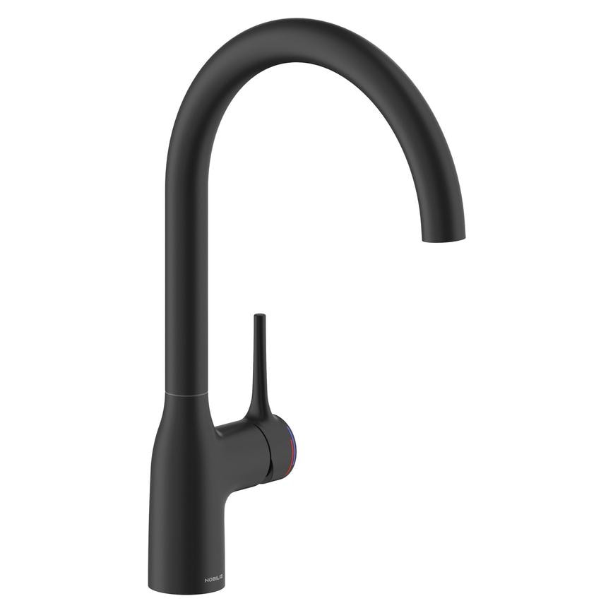Nobili Mania Matt Black Swan Neck Mixer Kitchen Tap
