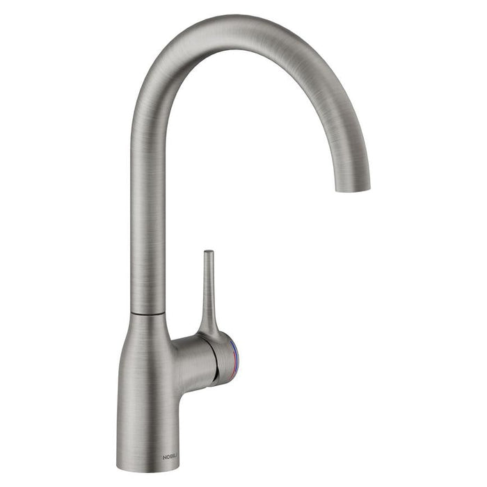 Nobili Mania Brushed Nickel Swan Neck Mixer Kitchen Tap