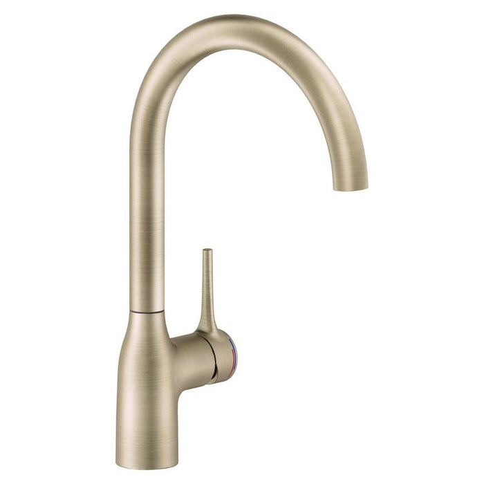 Nobili Mania Brushed Brass Swan Neck Mixer Kitchen Tap