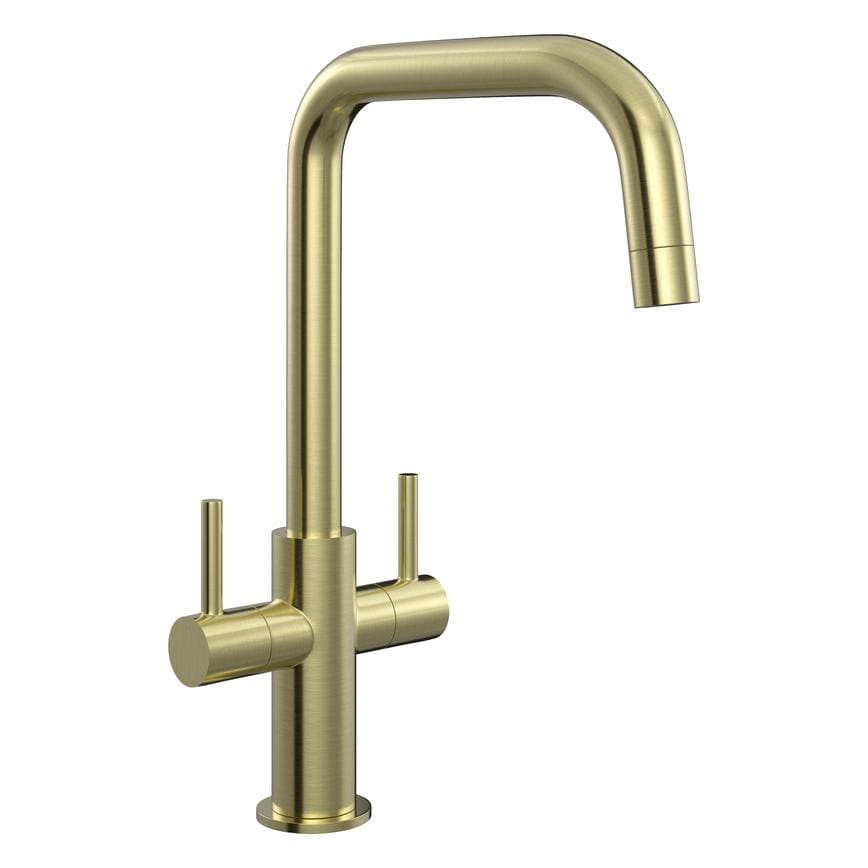 Radstone Brushed Brass Right Angled Dual Lever Mixer Kitchen Tap TAP3428