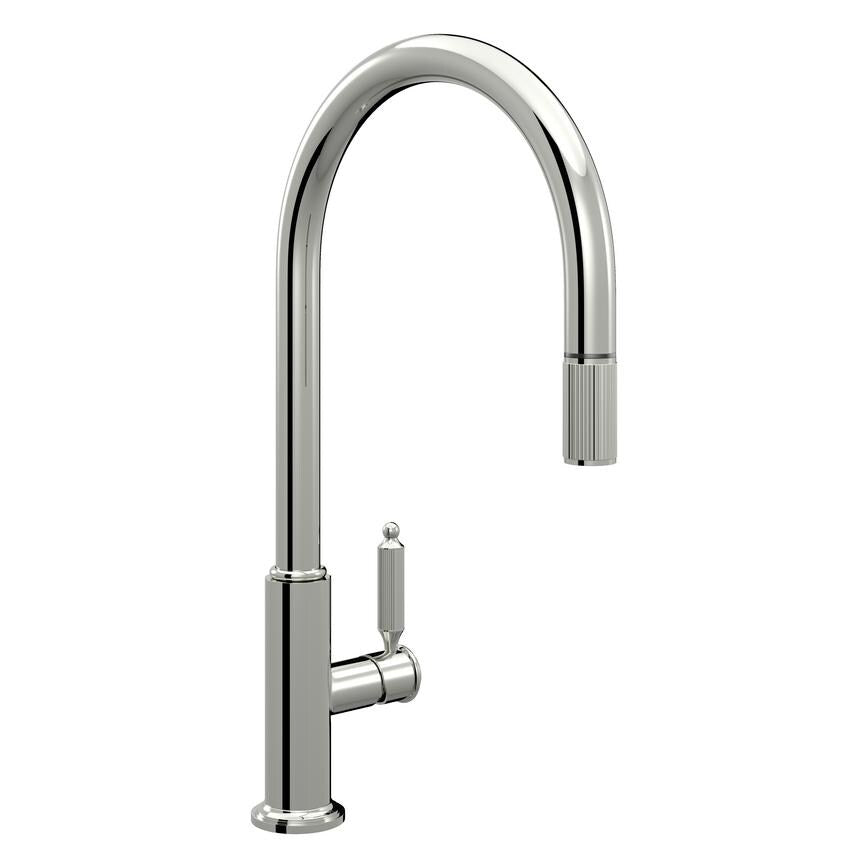 Holkham Polished Nickel Swan Neck Pull Out Kitchen Tap