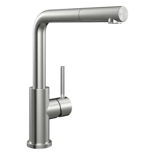 Franke Glenda Satin Stainless Steel Right Angled Pull Out Kitchen Tap TAP8211