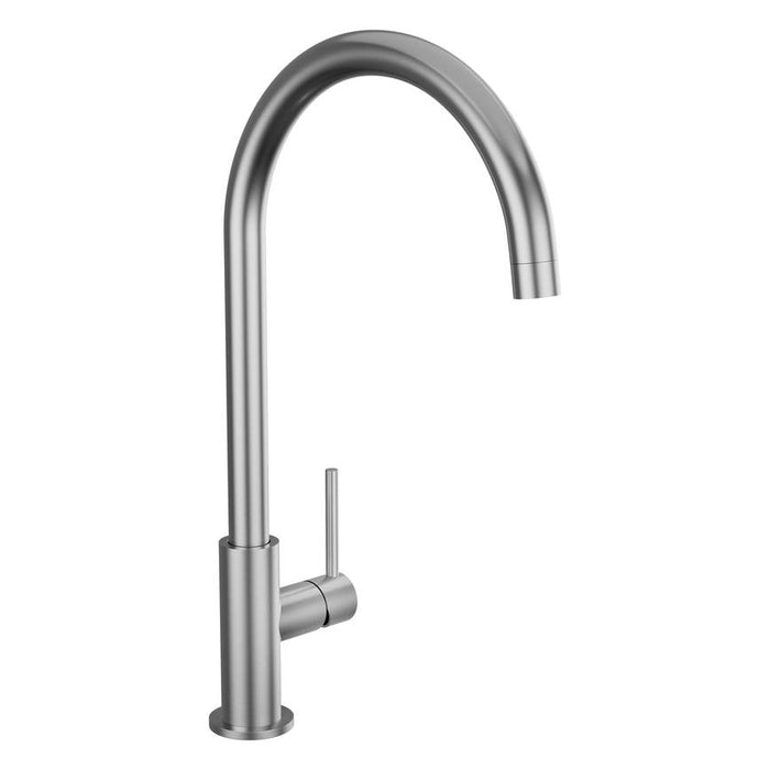 Radstone Brushed Stainless Steel Swan Neck Single Lever Mixer Kitchen Tap TAP6120
