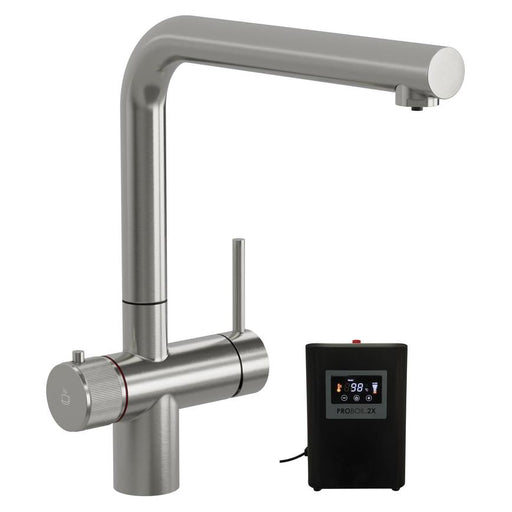 Pronteau Kynance Brushed Nickel Right Angled 3 in 1 Instant Hot Water Kitchen Tap TAP6099