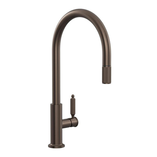 Holkham Powder Coated English Bronze Swan Neck Pull Out Kitchen Tap