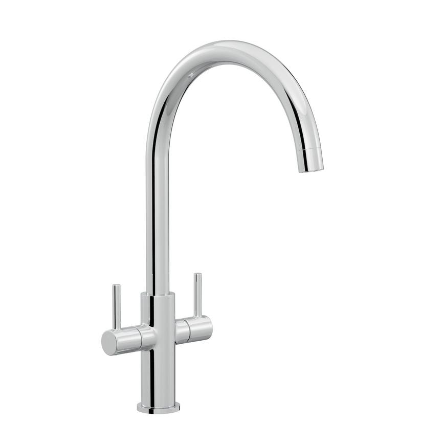 Radstone Polished Chrome Swan Neck Dual Lever Mixer Kitchen Tap TAP3475