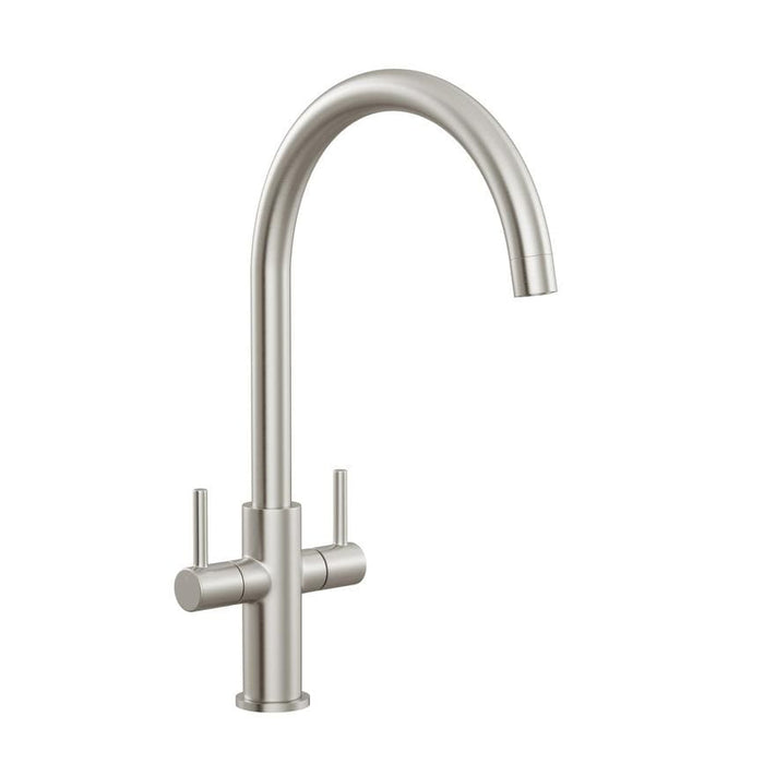 Radstone Brushed Nickel Swan Neck Dual Lever Mixer Kitchen Tap TAP3476