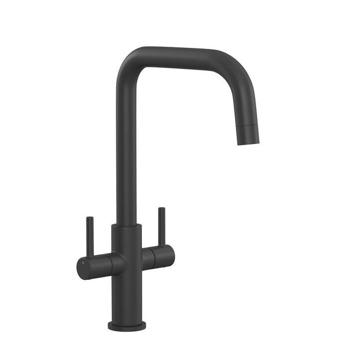Radstone Matt Black Right Angled Dual Lever Mixer Kitchen Tap TAP3479