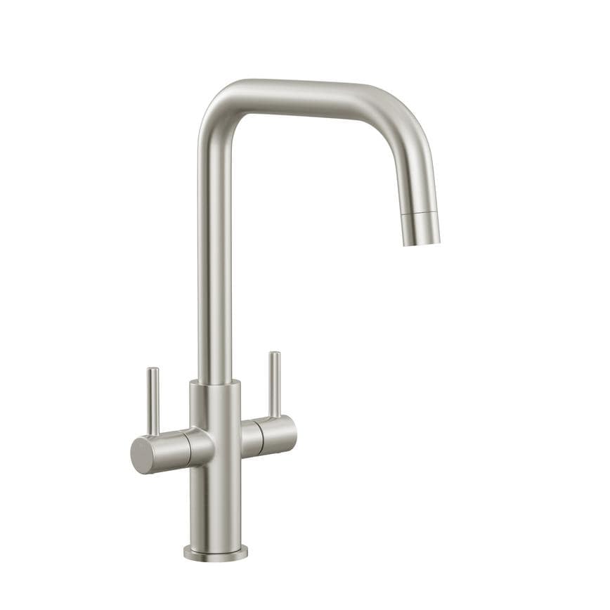 Radstone Brushed Nickel Right Angled Dual Lever Mixer Kitchen Tap TAP3487