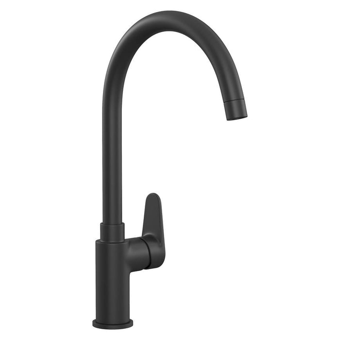 Nevola Matt Black Swan Neck Single Lever Mixer Kitchen Tap TAP3469