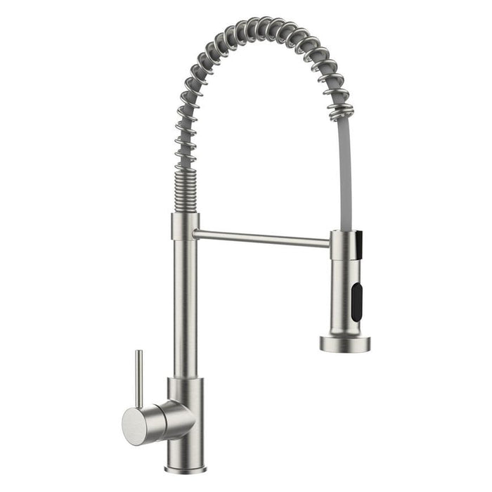 Alvo Professional Brushed Nickel Swan Neck Pull Out Kitchen Tap