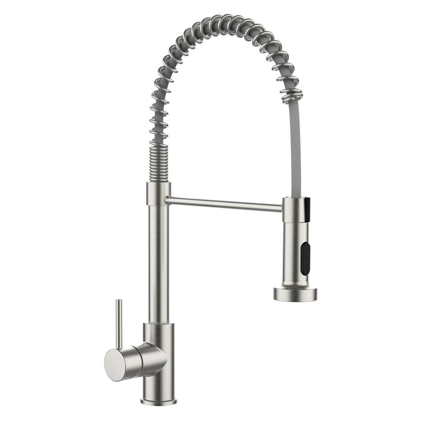 Alvo Professional Brushed Nickel Swan Neck Pull Out Kitchen Tap