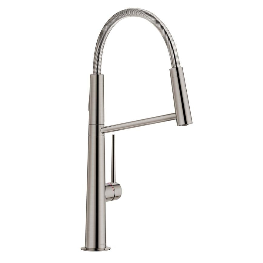 Nobili Levante Professional Brushed Nickel Swan Neck Pull Out Kitchen Tap