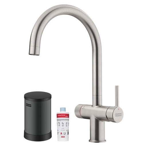 Franke Maris Water Hub Brushed Decor Steel Swan Neck 3 in 1 Boiling Water Kitchen Tap TAP8072