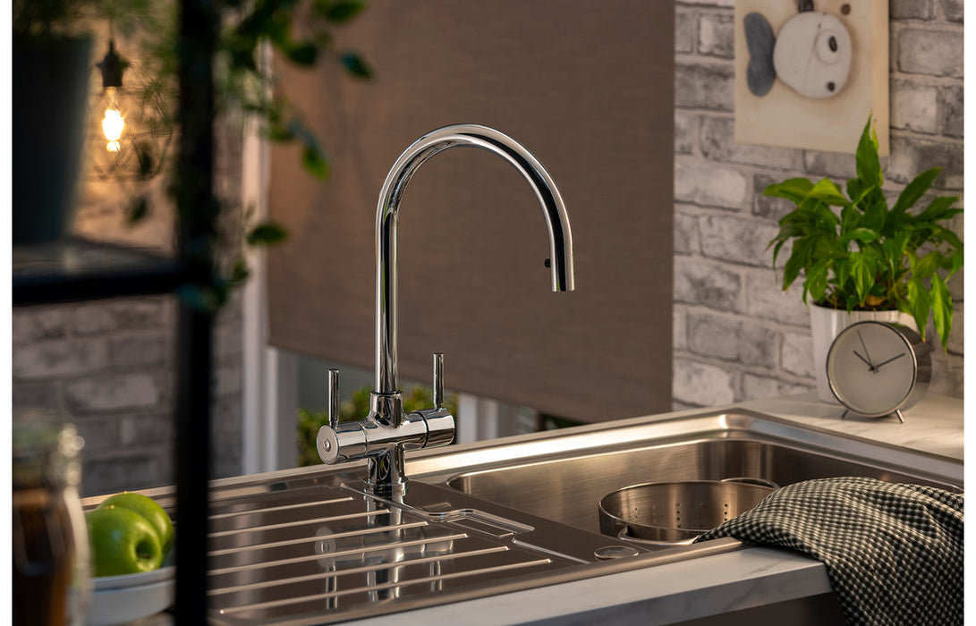 Abode Zest Monobloc Pull-Out Mixer Tap - Brushed Nickel