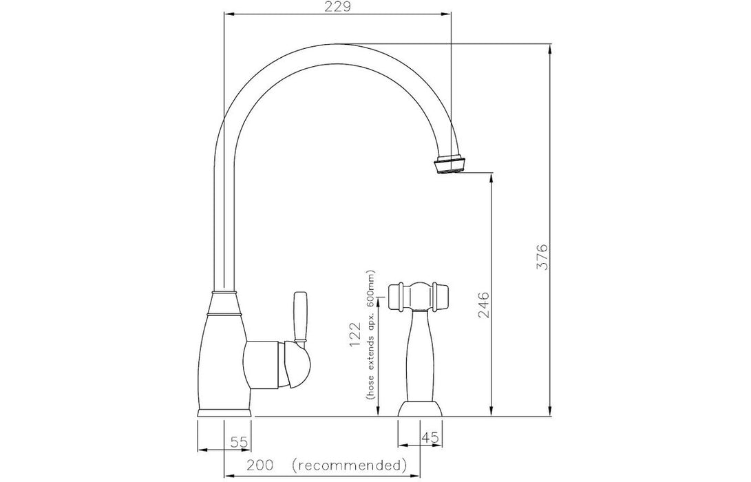 Abode Brompton Single Lever Mixer Tap w/Handspray - Pewter