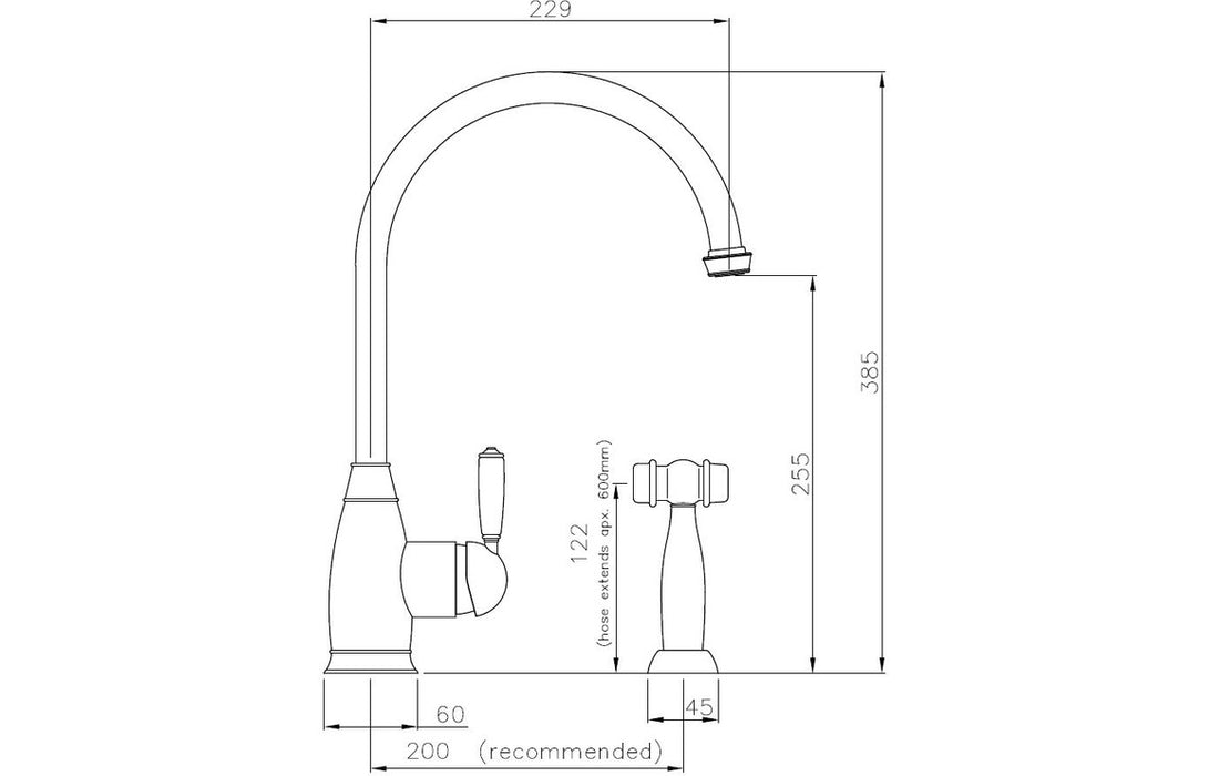 Abode Astbury Single Lever Mixer Tap w/Handspray - Forged Brass