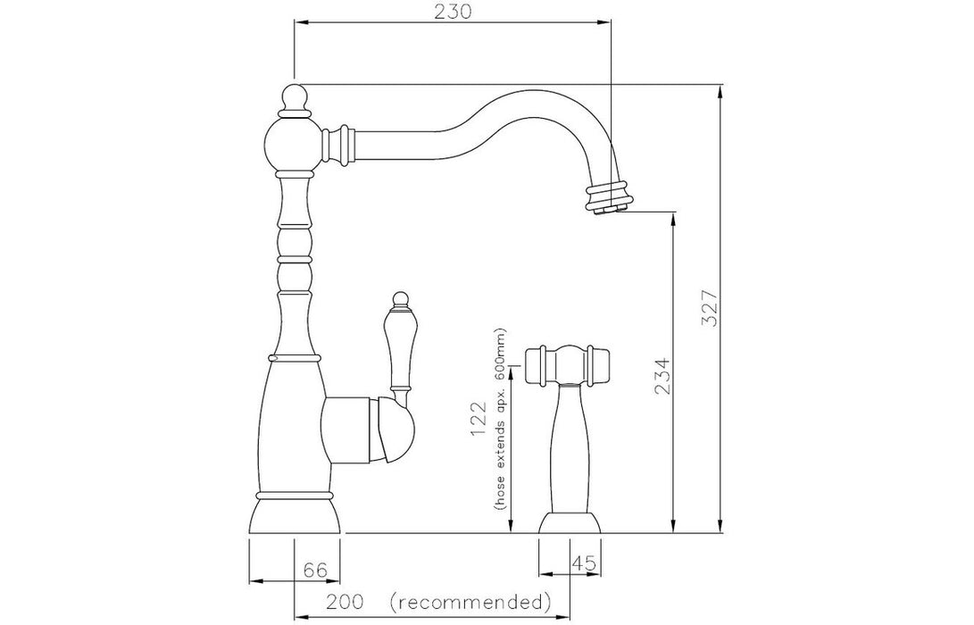 Abode Bayenne Single Lever Mixer Tap w/Handspray - Century Copper