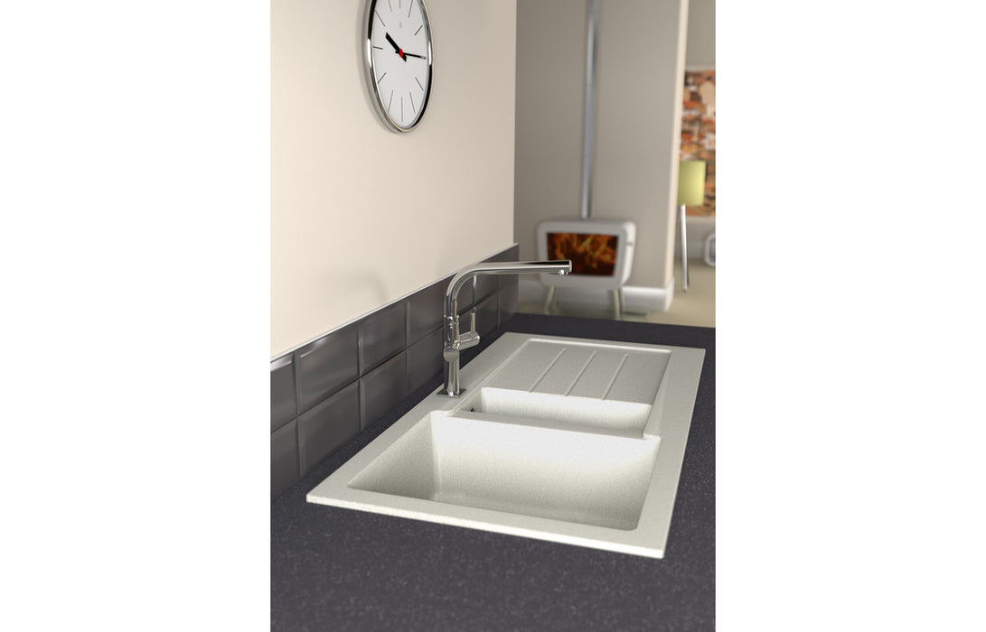 Abode Xcite 1.5B & Drainer Granite Inset Sink - Grey Metallic