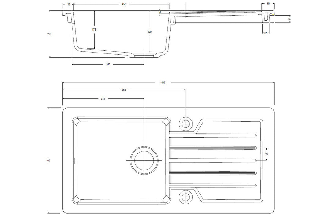 Prima 1B 1D Reversible Inset Ceramic Sink - White