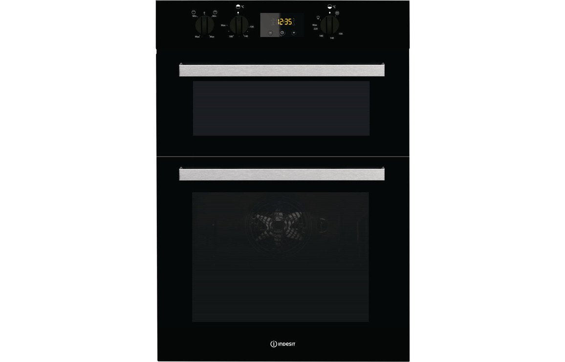 Indesit IDD 6340 BL B/I Double Electric Oven - Black