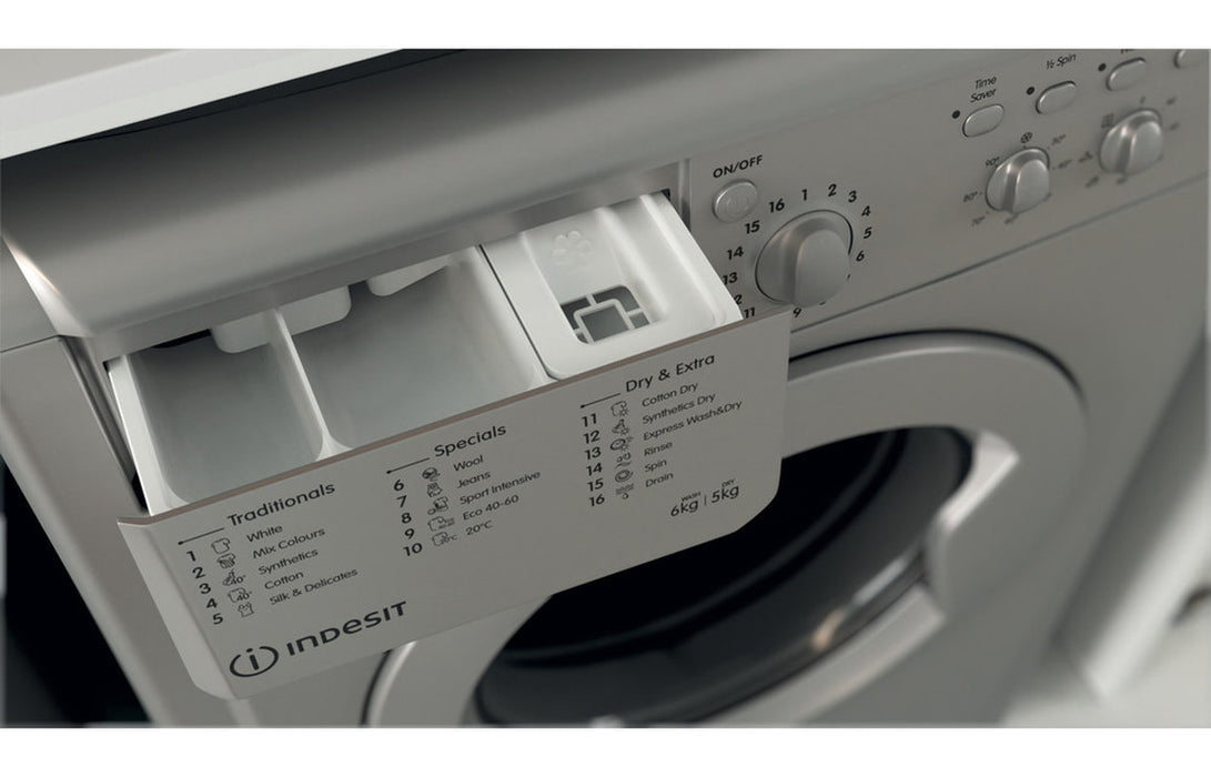 Indesit IWDC 65125 S UK N F/S 6/5kg 1200rpm Washer Dryer - Silver