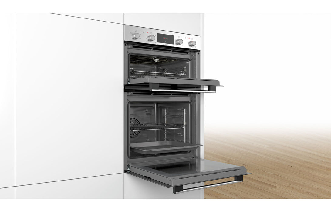 Bosch Serie 2 MHA133BR0B B/I Double Electric Oven - Brushed Steel