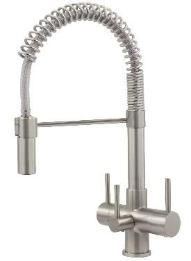 Acquapuro Milano Professional Pull Down Spray 3 Lever Triflow Tap Brushed steel