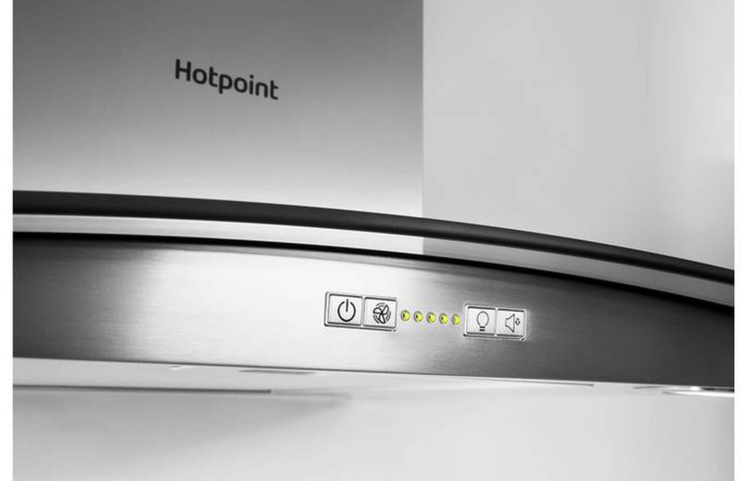 Hotpoint PHGC9.4FLMX 90cm Curved Glass Chimney Hood - St/Steel