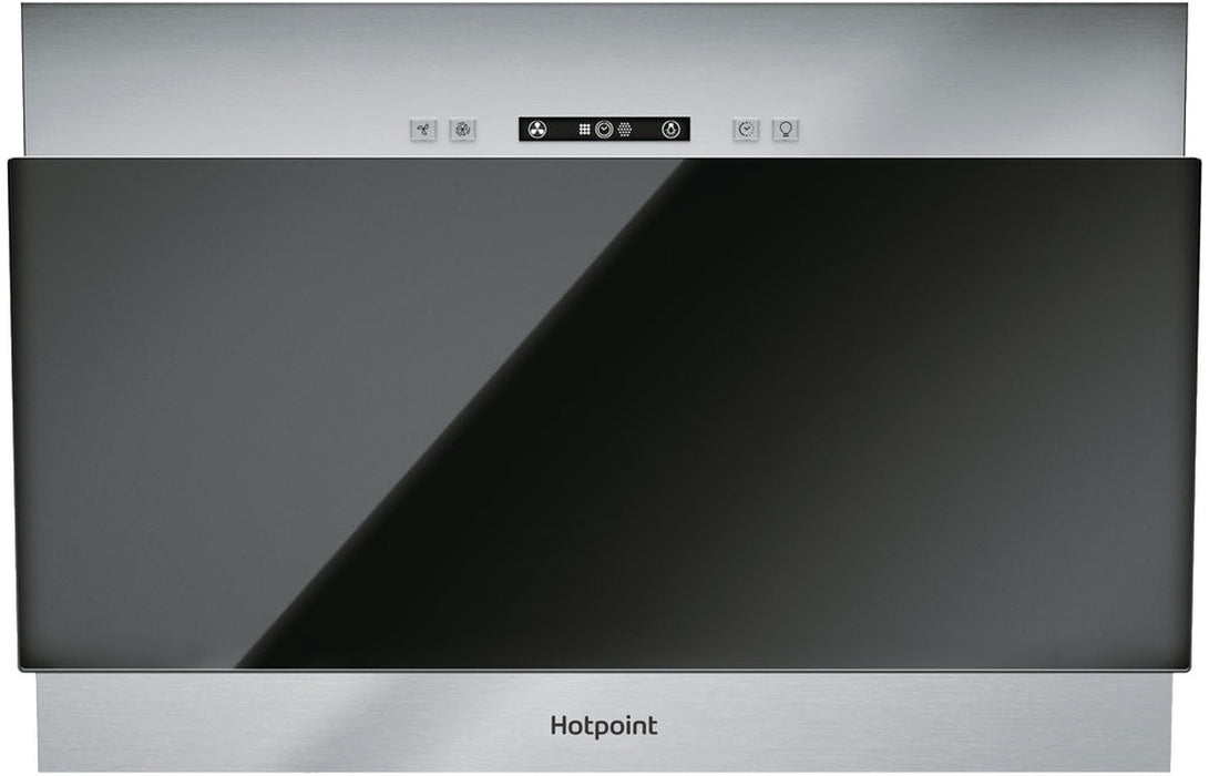 Hotpoint PHVP 6.4F AL K/1 60cm Angled Chimney Hood - Black Glass