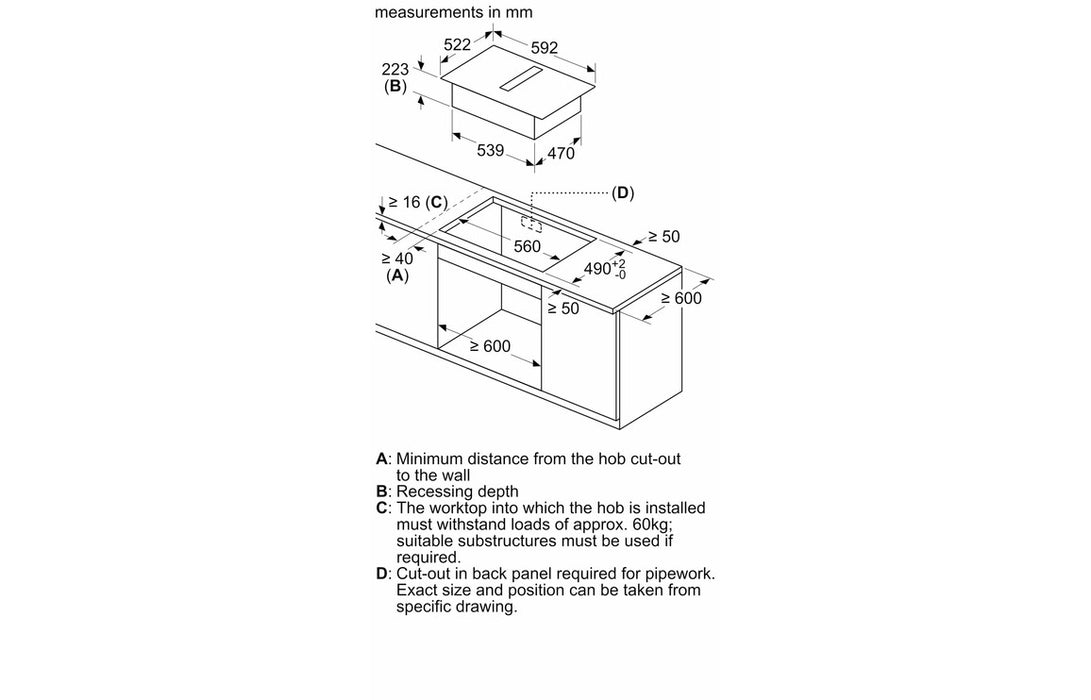Bosch Serie 4 PIE611B15E 60cm Venting Induction Hob Black