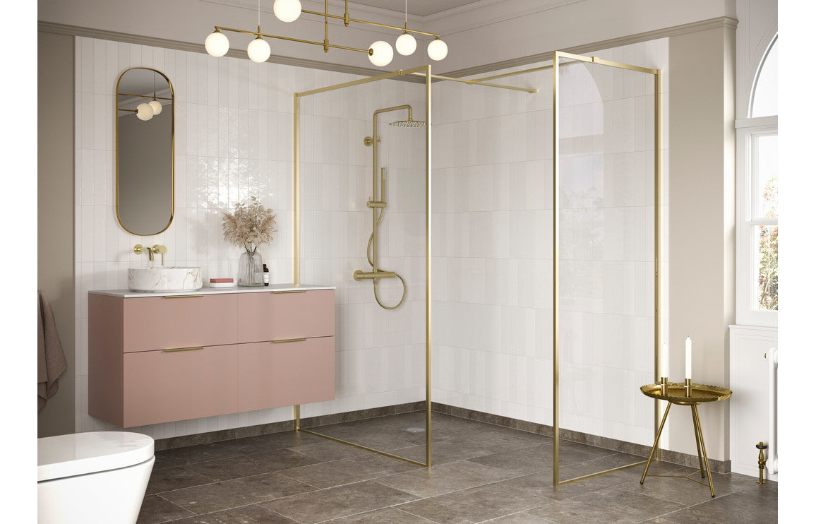 RefleXion Iconix Brushed Brass Profile Wetroom Side Panel - 800mm