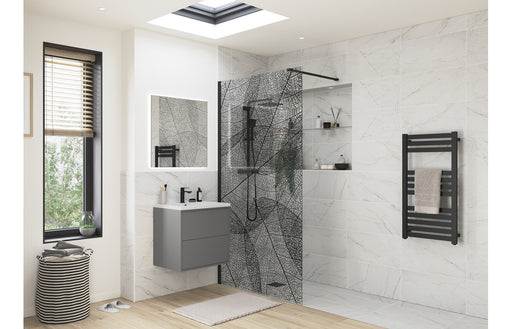 Reflexion Iconix Black Leaf Design Wetroom Panel - 1200mm