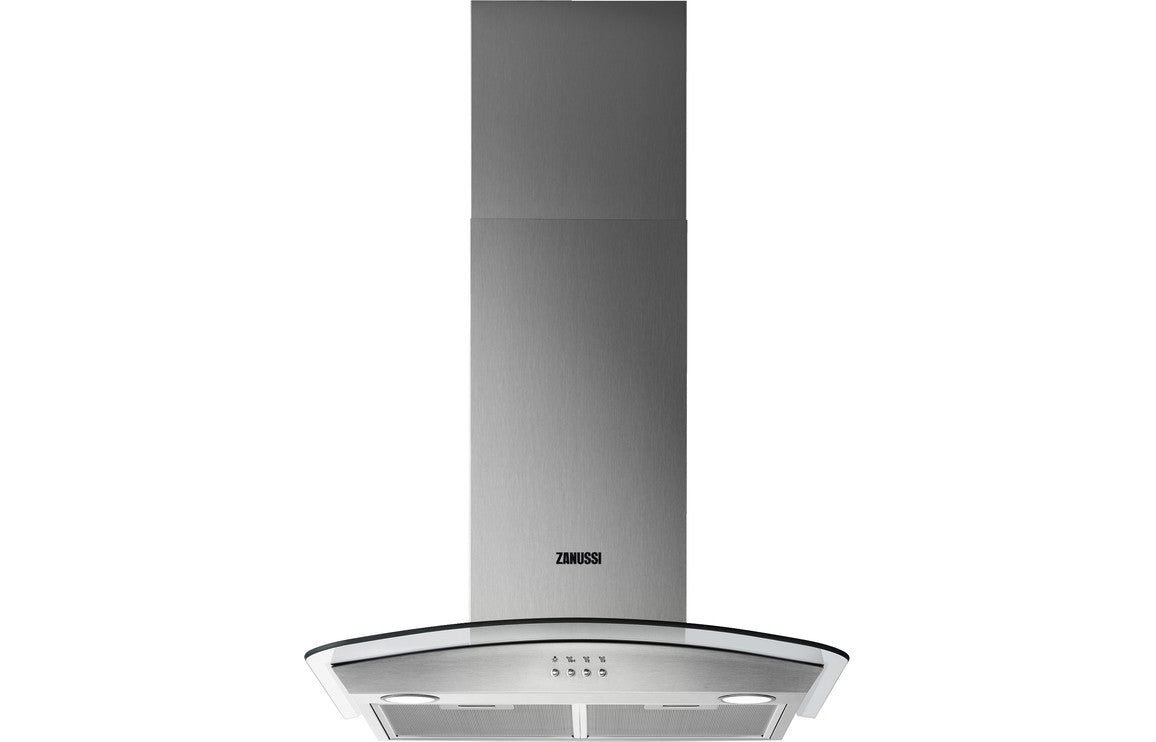 Zanussi ZHC62352X 60cm Curved Glass Chimney Hood St/Steel